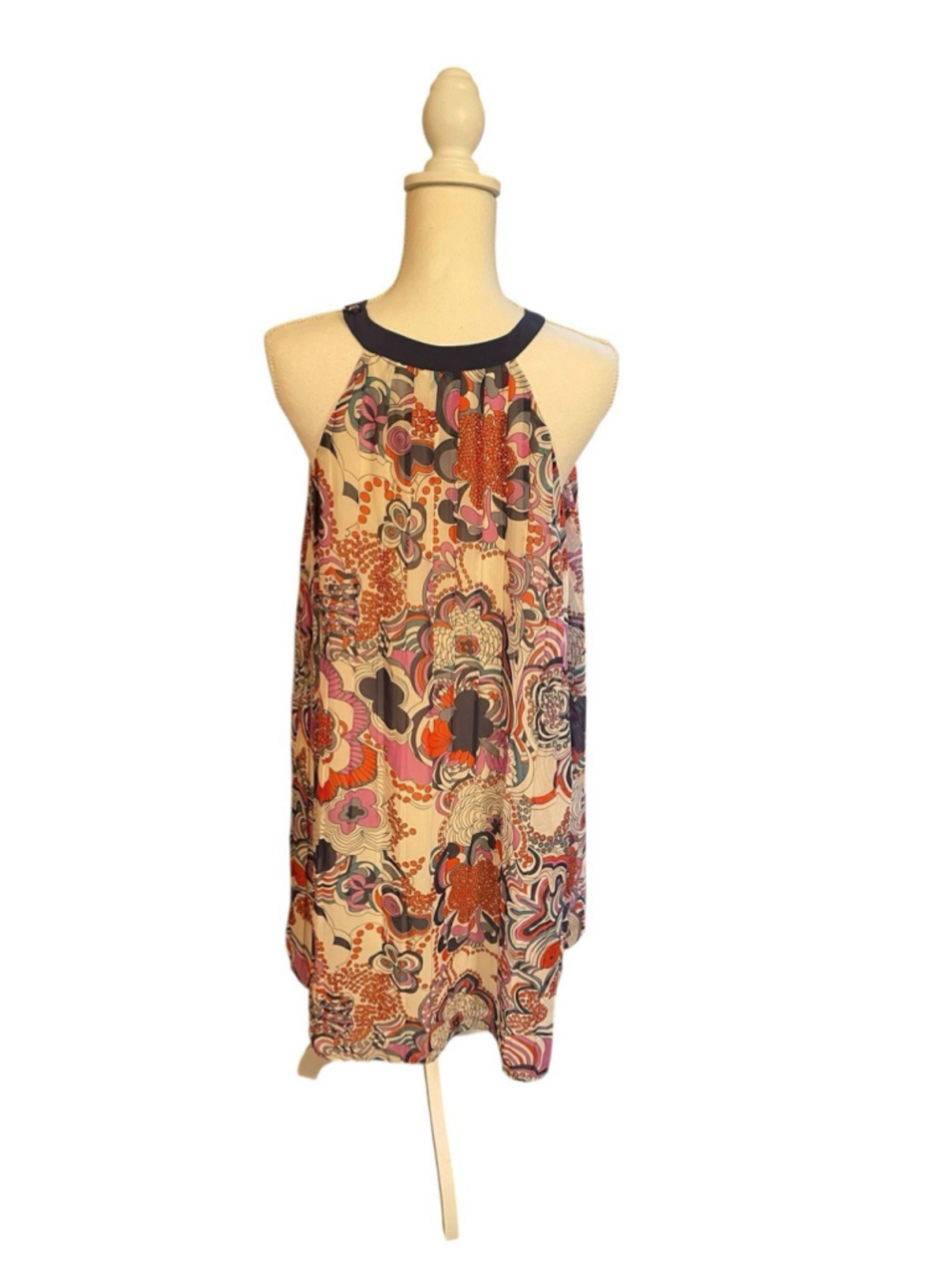Liberty of London Target Floral Retro Pleated Trapeze Halter Dress Size M - Picture 3 of 9